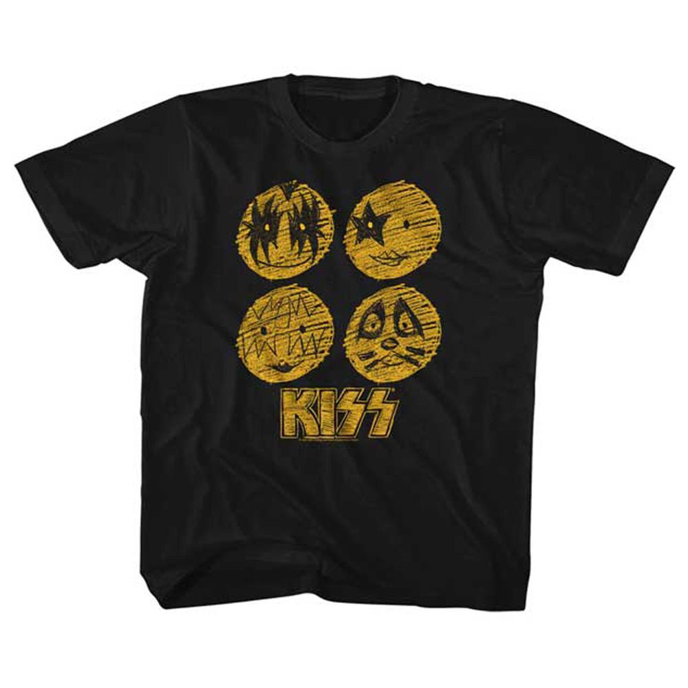 KISS キッス - SKETCHY FACES / Tシャツ / キッズ 【公式 / オフィシャル】